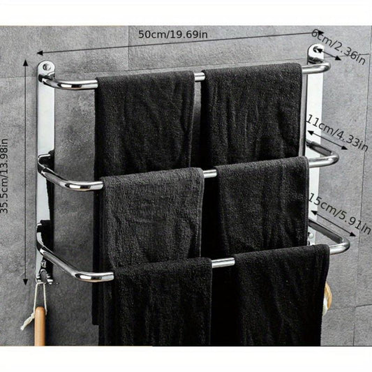 3 Tier Towel Bar Stainless Steel Wall Mounted Towel Rack