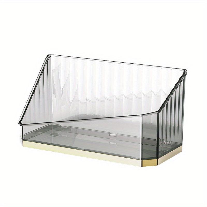 Wall Mounted Cosmetic Storage Box Clear Plastic Makeup Brush and Lipstick Holder