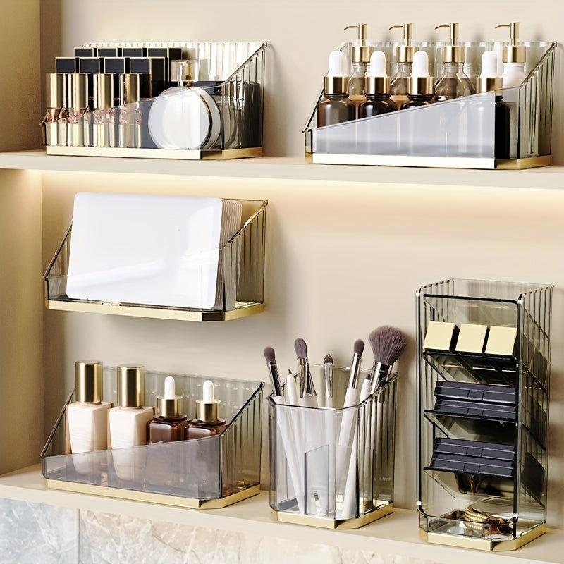 Wall Mounted Cosmetic Storage Box Clear Plastic Makeup Brush and Lipstick Holder