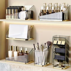 Wall Mounted Cosmetic Storage Box Clear Plastic Makeup Brush and Lipstick Holder