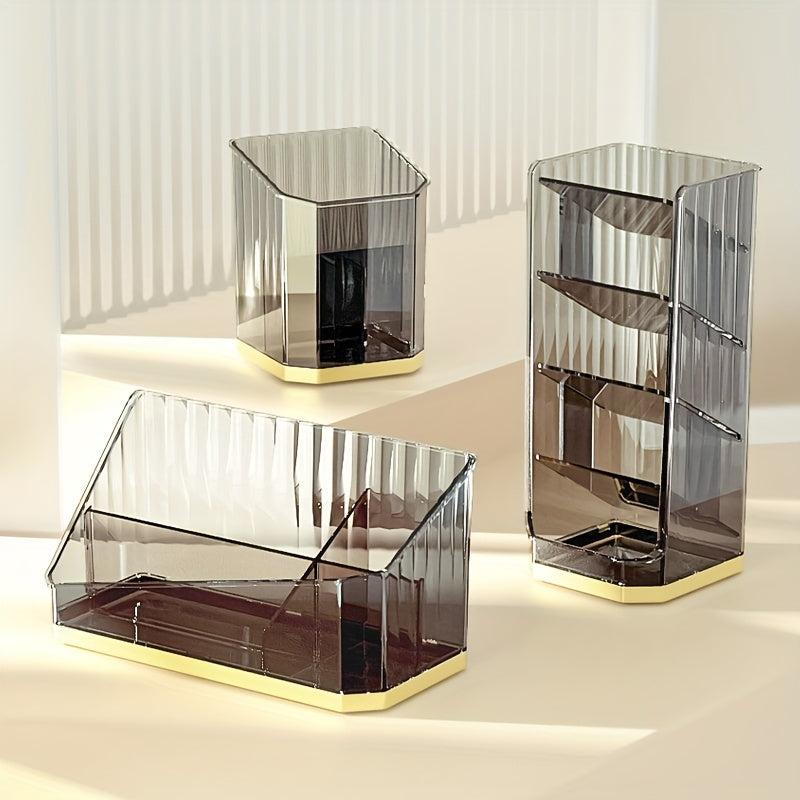 Wall Mounted Cosmetic Storage Box Clear Plastic Makeup Brush and Lipstick Holder