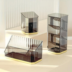 Wall Mounted Cosmetic Storage Box Clear Plastic Makeup Brush and Lipstick Holder