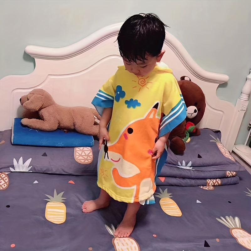 Kids Hooded Bathrobe Animal Beach Towel Soft Absorbent Towel for Kids