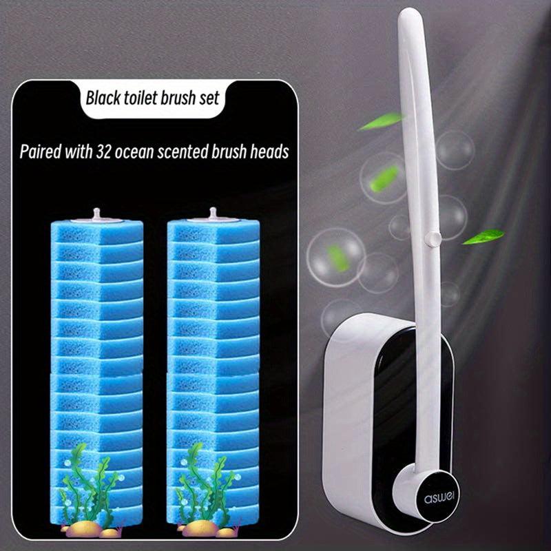 48pcs Disposable Toilet Brush w/ Replacement Head Wall Mounted Cleaning