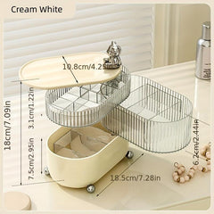 Rotating Cosmetic Storage Box with Hair Clip and Jewelry Organizer