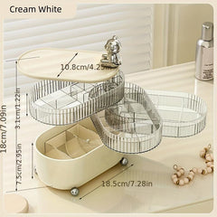 Rotating Cosmetic Storage Box with Hair Clip and Jewelry Organizer