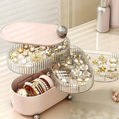 Rotating Cosmetic Storage Box with Hair Clip and Jewelry Organizer