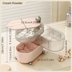 Rotating Cosmetic Storage Box with Hair Clip and Jewelry Organizer