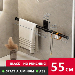 Stylish Towel Bar Shower Rack with Clothes Hanger