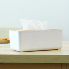Wooden Cover Tissue Box Desktop Paper Storage Plastic Holder Case