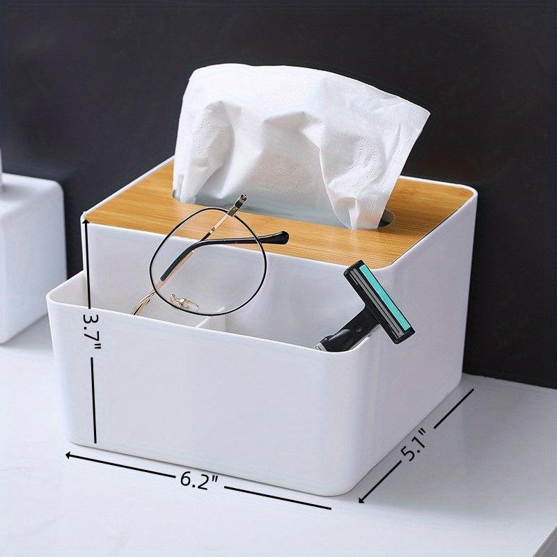 Wooden Cover Tissue Box Desktop Paper Storage Plastic Holder Case