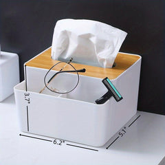 Wooden Cover Tissue Box Desktop Paper Storage Plastic Holder Case