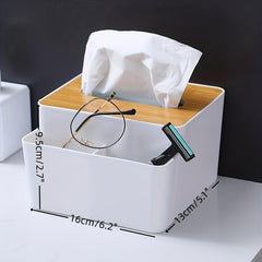 Wooden Cover Tissue Box Desktop Paper Storage Plastic Holder Case