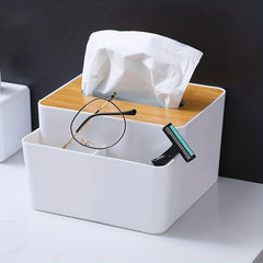 Wooden Cover Tissue Box Desktop Paper Storage Plastic Holder Case