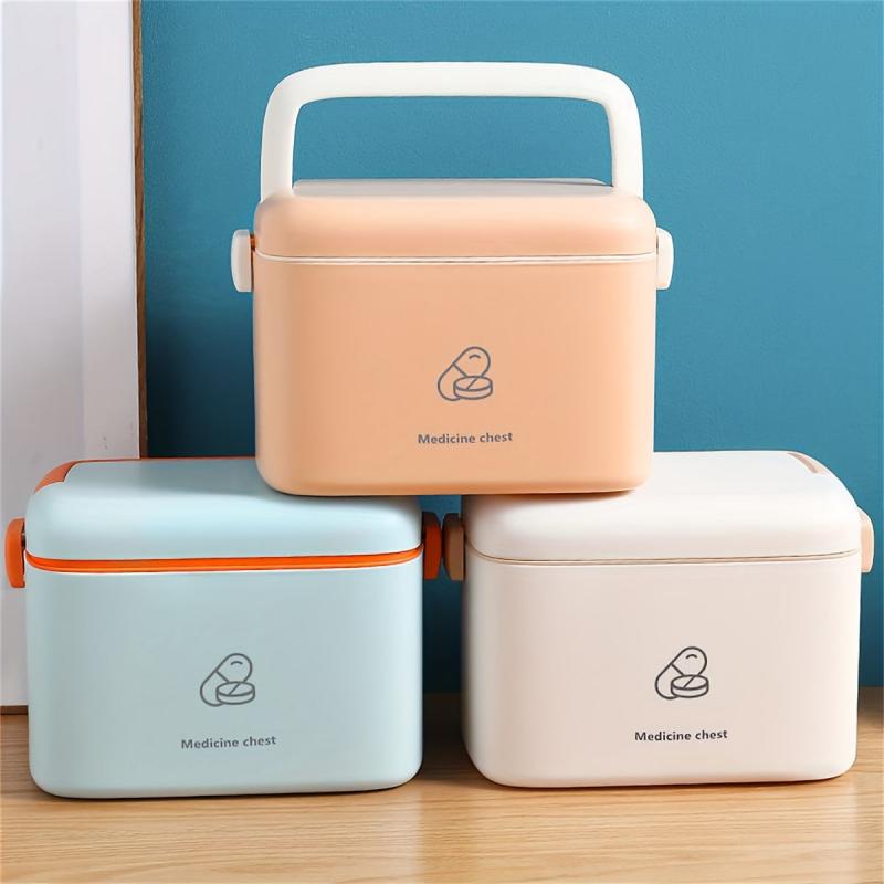 Large Capacity Portable Medicine Box with Lid & Handle