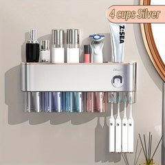 Stainless Steel Toothbrush Holder with Automatic Toothpaste Dispenser