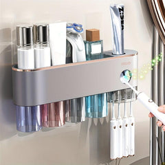 Stainless Steel Toothbrush Holder with Automatic Toothpaste Dispenser