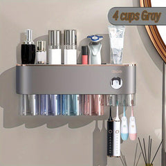 Stainless Steel Toothbrush Holder with Automatic Toothpaste Dispenser