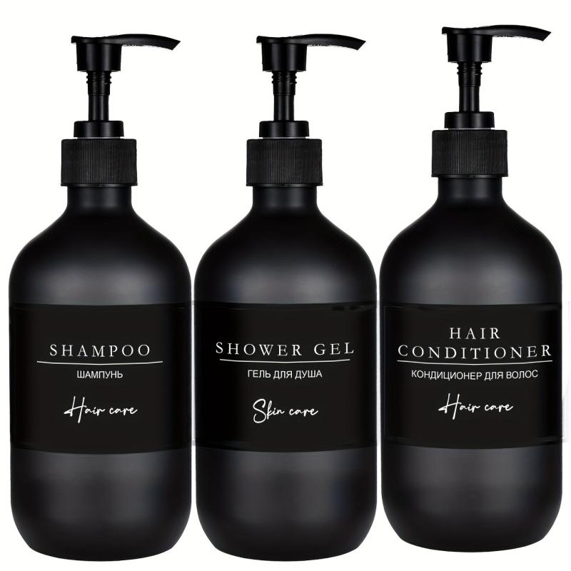3pcs Plastic Press Lotion Dispenser Shampoo Conditioner Bottles