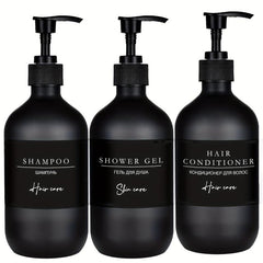 3pcs Plastic Press Lotion Dispenser Shampoo Conditioner Bottles