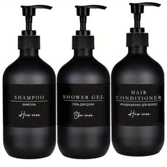 3pcs Plastic Press Lotion Dispenser Shampoo Conditioner Bottles