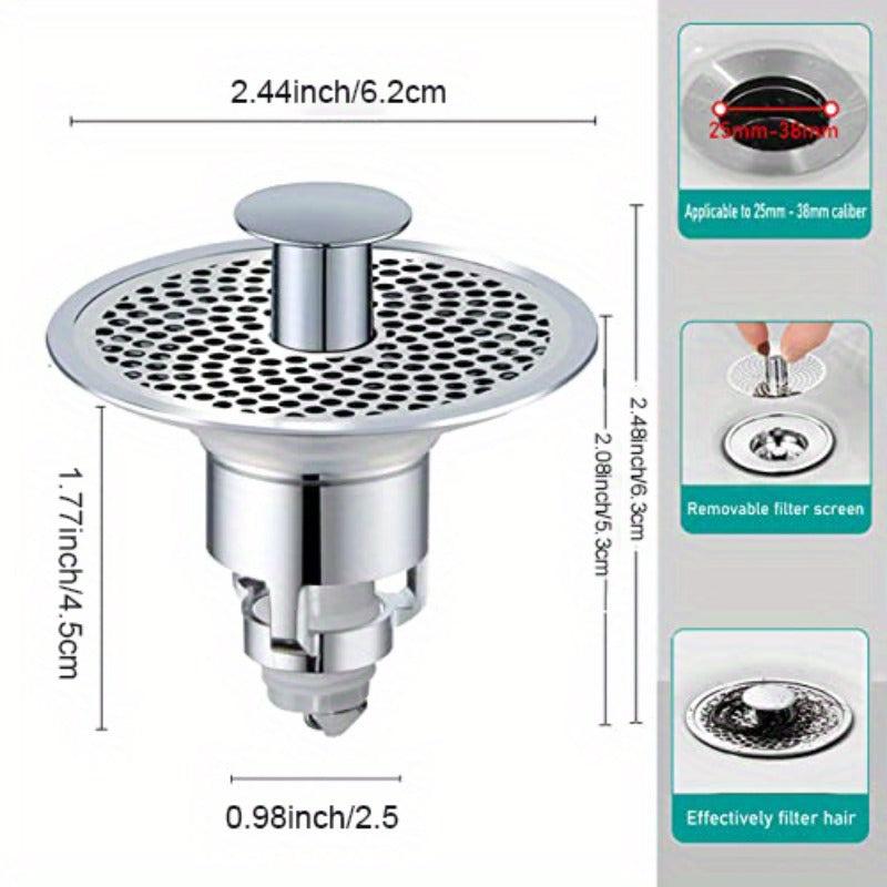 Bathroom Sink Stopper Pop Up Drain Filter Stainless Steel Converter