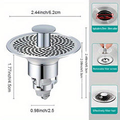 Bathroom Sink Stopper Pop Up Drain Filter Stainless Steel Converter