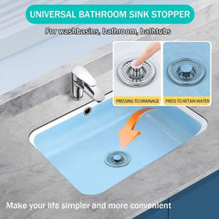 Bathroom Sink Stopper Pop Up Drain Filter Stainless Steel Converter
