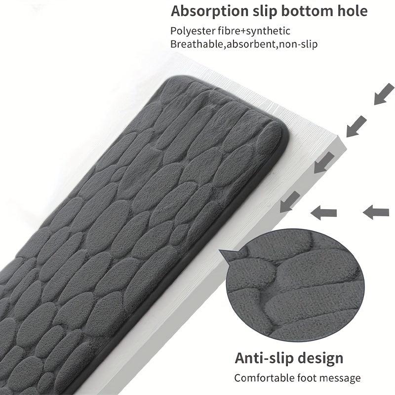 Cobblestone Bathroom Mat Absorbent Washable Bath Rug Non Slip Soft