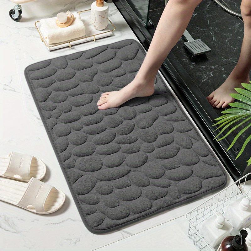 Cobblestone Bathroom Mat Absorbent Washable Bath Rug Non Slip Soft