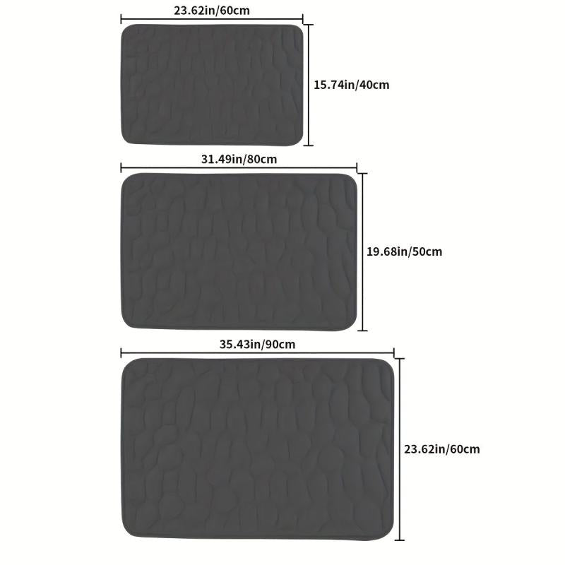 Cobblestone Bathroom Mat Absorbent Washable Bath Rug Non Slip Soft