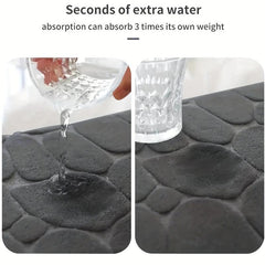 Cobblestone Bathroom Mat Absorbent Washable Bath Rug Non Slip Soft