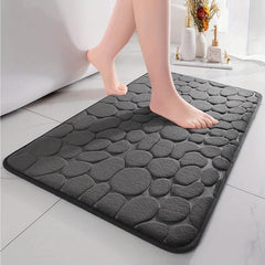 Cobblestone Bathroom Mat Absorbent Washable Bath Rug Non Slip Soft