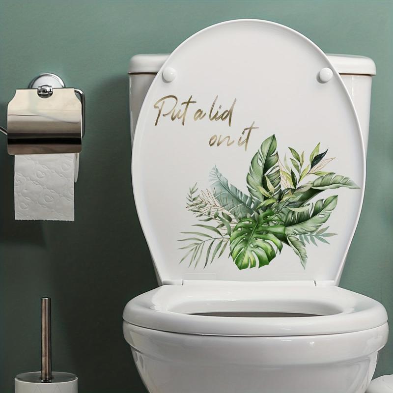 Plant Pattern Toilet Lid Decal Self Adhesive Sticker Bathroom Decor