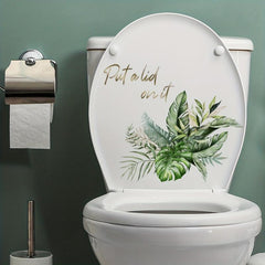 Plant Pattern Toilet Lid Decal Self Adhesive Sticker Bathroom Decor