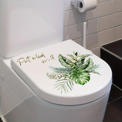 Plant Pattern Toilet Lid Decal Self Adhesive Sticker Bathroom Decor
