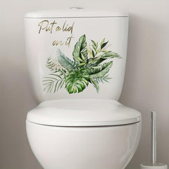 Plant Pattern Toilet Lid Decal Self Adhesive Sticker Bathroom Decor