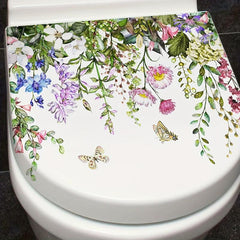 Butterfly Plant Toilet Stickers - Bathroom Wall Decals & Lid Decals