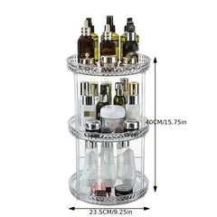 360 Degree Rotating Cosmetic Storage Rack 3 Tier Makeup Organizer