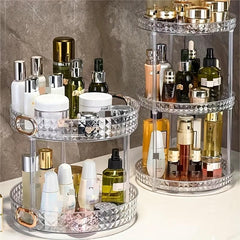 360 Degree Rotating Cosmetic Storage Rack 3 Tier Makeup Organizer