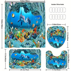 4pcs Waterproof Underwater World Bathroom Set Enhance Your Decor