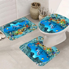 4pcs Waterproof Underwater World Bathroom Set Enhance Your Decor