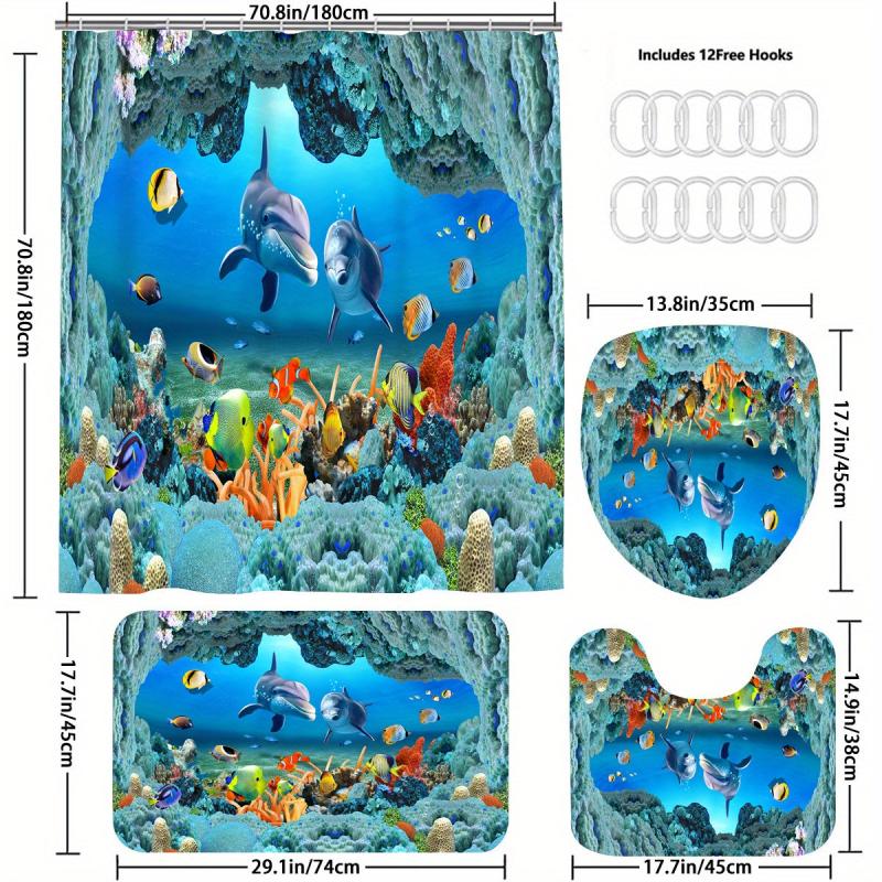 4pcs Waterproof Underwater World Bathroom Set Enhance Your Decor