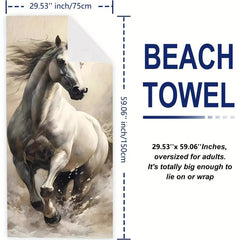 Horse Print Microfiber Beach Towel Absorbent Summer Blanket 149x86cm