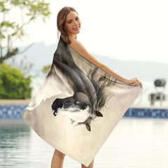 Horse Print Microfiber Beach Towel Absorbent Summer Blanket 149x86cm