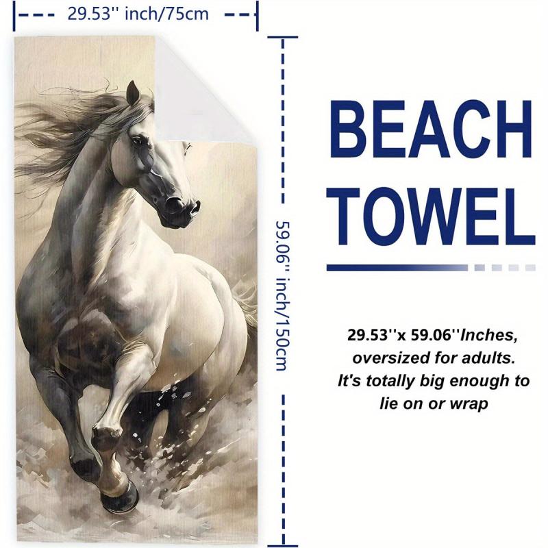 Horse Print Microfiber Beach Towel Absorbent Summer Blanket 149x86cm