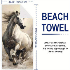 Horse Print Microfiber Beach Towel Absorbent Summer Blanket 149x86cm