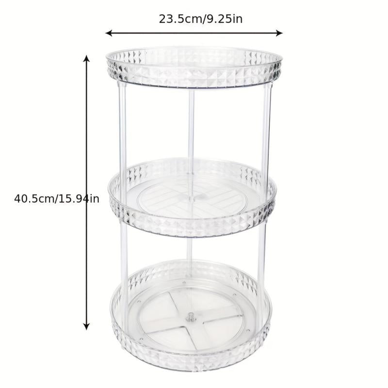 1pc PET Transparent Rotating Storage Rack Plastic Multilayer 360 Rotatable Organ