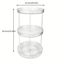 1pc PET Transparent Rotating Storage Rack Plastic Multilayer 360 Rotatable Organ