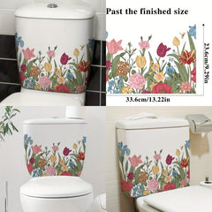 Toilet Cover Sticker Plant Flower Halloween Theme Self-adhesive Toilet Sticker